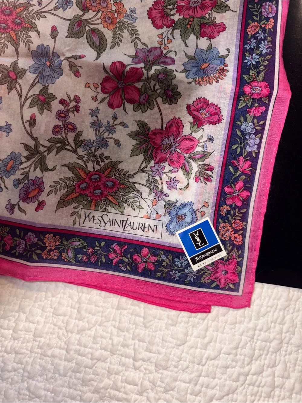YSL Yves Saint Laurent Floral Handkerchief Scarf NWT